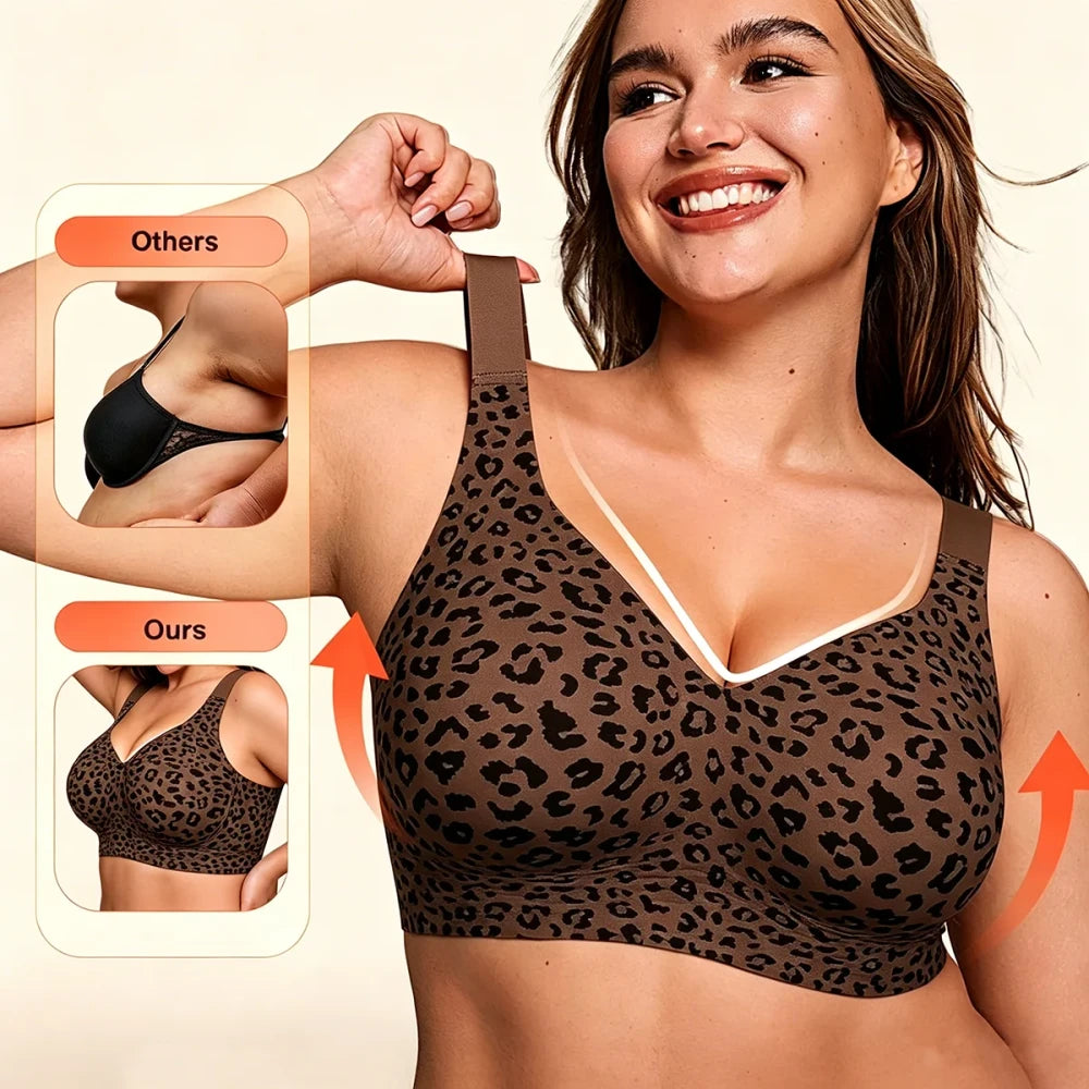 Jelly Seamless Leopard Print Wire-Free Bra